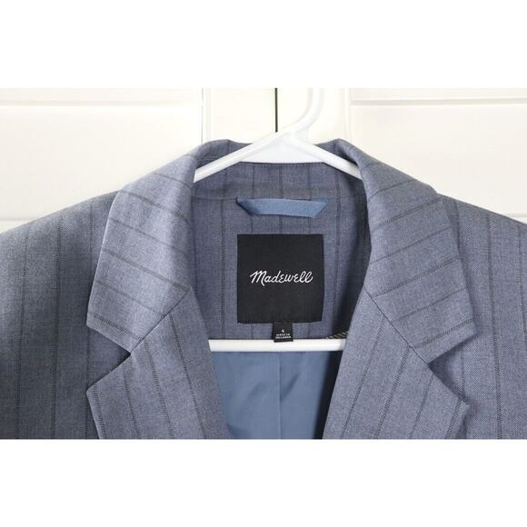 MADEWELL J.Crew $178 Blue Pin Striped Structured Blazer Jacket Top Size 4 - Picture 6 of 6